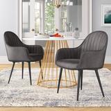 Mercury Row® Giannone Tufted Fabric Side Chair in Dark Gray Fabric Upholstered/Metal in Black/Gray, Size 34.0 H x 25.0 W x 23.0 D in | Wayfair