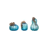 Glitzhome Blue Glass Pumpkin Set