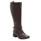 Women's The Donna Wide Calf Leather Boot by Comfortview in Brown (Size 9 1/2 M)