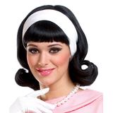 Costume Culture Women's Costume Wigs Black - Black Hair 1950s Headband Wig