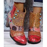 RXFSP Women's Casual boots Red - Red Abstract Patchwork Ankle Boot - Women