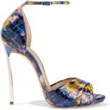 Blade Printed Croc-effect Patent-leather Sandals - Blue - Casadei Heels