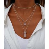 Don't AsK Women's Necklaces Silver - Silvertone & Pink Crystal & Prism Layered Necklace