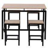 Latitude Run® 5-Piece Oak Kitchen Dining Table Set, Counter High Table Set, Industrial Style Coffee Table, Bar Set Wood/Metal in Brown/Gray | Wayfair