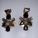 J. Crew Jewelry | J.Crew Mixed Crystal Dangle Earrings | Color: Black/Gold | Size: Os