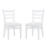 Linon Home Decor Betty White Wood with Wood Seat Side Chair (Set of 2)