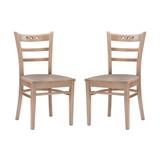 Linon Home Decor Betty Natural Wood with Wood Seat Side Chair (Set of 2), Natural Finish