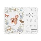 Sweet Jojo Designs Woodland Toile Fleece Baby Blanket Fleece in Blue/Brown/Gray, Size 50.0 H x 40.0 W x 0.2 D in | Wayfair Milestone-WoodlandToile