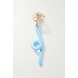 Bea Bongiasca - Groovy 9-karat Gold, Enamel And Rock Crystal Earring - Blue