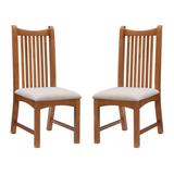 Linon Home Decor Andrews Brown Wood with Beige Upholstery Side Chair (Set of 2)