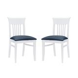 Linon Home Decor Jude White Wood with Navy Faux Leather Side Chair (Set of 2)