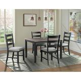 Laurel Foundry Modern Farmhouse® Beaubien Acacia Solid Wood Breakfast Nook Dining Set Wood/Upholstered Chairs in Black/Brown/Gray, Size 30.0 H in