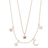 City Luxe Star & Moon Charm Necklace Set, Women's, White
