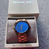Michael Kors Accessories | **New Battery** Michael Kors Blue Face Rose Gold Watch | Color: Blue/Gold | Size: Os