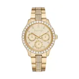 KENDALL + KYLIE Women's Gold Tone Metal Mock-Chronograph Analog Watch with Stone Bezel