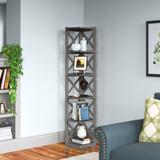 Andover Mills™ General Delivery 63.94" H x 12.01" W Solid Wood Corner Bookcase Wood in Gray, Size 63.95 H x 15.86 W x 15.86 D in | Wayfair