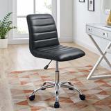 Modway Ripple Mid-Back Desk Chair Wood/Upholstered/Genuine Leather in Black, Size 35.0 H x 23.0 W x 23.0 D in | Wayfair EEI-1532-BLK