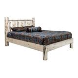 Montana Collection California King Platform Bed with Laser Engraved Bear Design - Montana Woodworks MWPBCAKLZBEAR