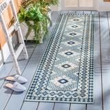 Union Rustic Northpoint Southwestern Blue Indoor/Outdoor Area Rug Polypropylene in Blue/Brown, Size 27.0 W in | Wayfair