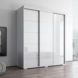 Orren Ellis Rushawn 3 Door Modern High Gloss Armoire Wood in White, Size 82.0 H x 71.0 W x 26.0 D in | Wayfair D0B08CEDBFA34354B32F3FA8221CF259