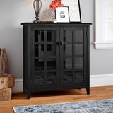 Alcott Hill® Mastroianni Solid Wood 2 - Door Accent Cabinet Wood in Black, Size 40.6 H x 38.1 W x 16.1 D in | Wayfair