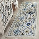 Andover Mills™ Aegean Floral Ivory/Blue Area Rug Polyester/Polypropylene/Cotton/Jute & Sisal in Blue/Brown, Size 26.0 W x 0.37 D in | Wayfair