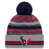 Men's New Era Gray Houston Texans 2021 NFL Sideline Sport Pom Cuffed Knit Hat