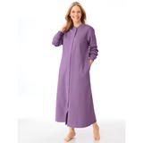 Women's Snap-Front Long Fleece Robe, Dusty Plum Purple M Misses