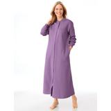 Women's Snap-Front Long Fleece Robe, Dusty Plum Purple L Misses