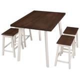 Gracie Oaks 5-Piece Rustic Wood Kitchen Dining Table Set w/ 4 Stools For Small Places, Cherry+White Wood in Brown/White, Size 30.0 H in | Wayfair
