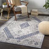 Robe 2' x 2'11" Traditional Light Gray/Dark Blue/Black/Brown/Light Blue/Off-White Area Rug - Hauteloom