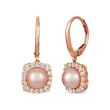 Le Vian® Women's 1/2 ct. t.w. Diamond and Pink Pearl Earrings in 14K Rose Gold