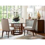 Tommy Bahama Home Island Fusion 5 Piece Dining Set Wood/Glass/Upholstered Chairs in Brown, Size 28.75 H in | Wayfair