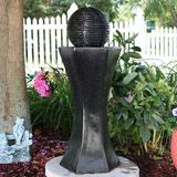 Freeport Park® Alviso Resin Solar Pedestal & Ball Water Fountain w/ Light, Size 31.0 H x 12.5 W x 12.0 D in | Wayfair