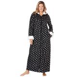 Plus Size Women's Sherpa-lined long hooded robe by Dreams & Co.® in Black Star (Size 3X)