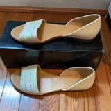 J. Crew Shoes | Euc J Crew Tweed Peep Toe Dorsay Flats | Color: Cream/Tan | Size: 7.5