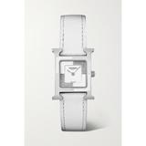 Hermès Timepieces - Heure H Au Carré 21mm Small Stainless Steel, Lacquer, Leather And Diamond Watch - White