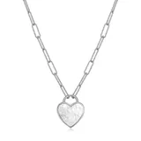 Paj 925 Sterling Silver Mother Of Pearl Heart Paper Clip Necklace