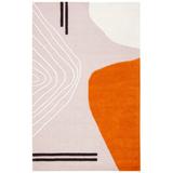 AllModern Davey Abstract Handmade Tufted Wool Ivory/Light Pink Area Rug Wool in White, Size 36.0 W x 0.43 D in | Wayfair