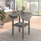 Latitude Run® Farmhouse Round Counter Height Kitchen Dining Table w/ Drop Leaf & One Shelf For Small Places Wood in Brown/Gray, Size 35.3 H in