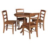 International Concepts 5-Piece Set Bourbon Oak 36 in. Round Dining Table with 4-Side Chairs