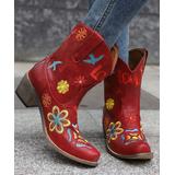 BUTITI Women's Western Boots RED - Red & Yellow Embroidered 'Love' Cowboy Boots - Women
