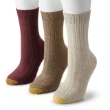 Women's GOLDTOE 3-Pack Marled Ribbed Crew Socks, Size: 6-9, Sangria