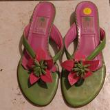 Lilly Pulitzer Shoes | Lilly Pulitzer Kitten Heel Sandal | Color: Green/Pink | Size: 8