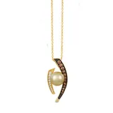 Le Vian® 1/3 Ct. T.w. Diamond And Pearl Pendant Necklace In 14K Rose Gold
