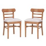 Linon Home Decor Monty Brown Wood with Cream Upholstered Seat Side Chair (Set of 2)