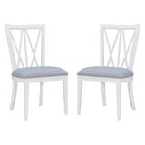 Linon Home Decor Karmen White Wood with Light Grey Woven Polyester Seat Side Chair (Set of 2)