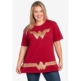 Plus Size Women's DC Comics Wonder Woman Logo & Belt T-Shirt by DC Comics in Red (Size 5X (30-32))