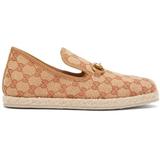GG Print Loafers - Brown - Gucci Flats