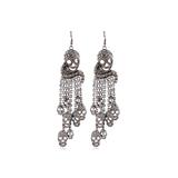 Lady Arya Women's Earrings silver - Antique Silvertone Skull Chandelier Drop Earrings